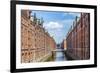 Warehouses in Speicherstadt in Hamburg, Germany-Jorg Hackemann-Framed Photographic Print