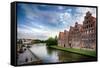 Warehouses Of Old Town Lubeck-George Oze-Framed Stretched Canvas