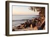 Warm Glow of Sunset on a Boulder-Strewn Beach on Noosa Heads, the Sunshine Coast, Queensland-William Gray-Framed Photographic Print