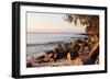 Warm Glow of Sunset on a Boulder-Strewn Beach on Noosa Heads, the Sunshine Coast, Queensland-William Gray-Framed Photographic Print