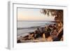 Warm Glow of Sunset on a Boulder-Strewn Beach on Noosa Heads, the Sunshine Coast, Queensland-William Gray-Framed Photographic Print