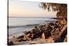 Warm Glow of Sunset on a Boulder-Strewn Beach on Noosa Heads, the Sunshine Coast, Queensland-William Gray-Stretched Canvas