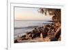 Warm Glow of Sunset on a Boulder-Strewn Beach on Noosa Heads, the Sunshine Coast, Queensland-William Gray-Framed Photographic Print