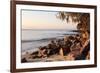 Warm Glow of Sunset on a Boulder-Strewn Beach on Noosa Heads, the Sunshine Coast, Queensland-William Gray-Framed Photographic Print