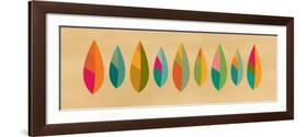 Warm Leaf Line - Pink and Red-Dominique Vari-Framed Art Print