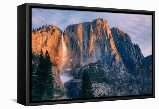 Warm Light and Chilly Yosemite Falls, Yosemite Valley-null-Framed Stretched Canvas