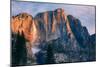 Warm Light and Chilly Yosemite Falls, Yosemite Valley-null-Mounted Photographic Print