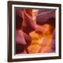 Warm Light Glowing on the Sandstone Walls of Lower Antelope Canyon Near Page, Arizona-John Lambing-Framed Photographic Print