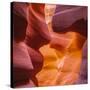Warm Light Glowing on the Sandstone Walls of Lower Antelope Canyon Near Page, Arizona-John Lambing-Stretched Canvas