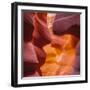 Warm Light Glowing on the Sandstone Walls of Lower Antelope Canyon Near Page, Arizona-John Lambing-Framed Photographic Print