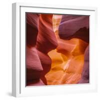 Warm Light Glowing on the Sandstone Walls of Lower Antelope Canyon Near Page, Arizona-John Lambing-Framed Photographic Print