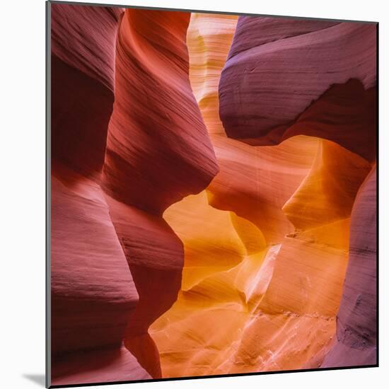 Warm Light Glowing on the Sandstone Walls of Lower Antelope Canyon Near Page, Arizona-John Lambing-Mounted Photographic Print