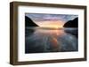 Warm lights of sunset reflecting on sand at Ersfjord beach, Senja island, Troms county, Norway-Roberto Moiola-Framed Photographic Print