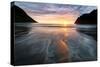 Warm lights of sunset reflecting on sand at Ersfjord beach, Senja island, Troms county, Norway-Roberto Moiola-Stretched Canvas