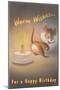 Warm Wishes for a Happy Birthday, Mouse and Candle-null-Mounted Art Print