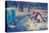 Warming Feet by Campfire Instagram Style-THPStock-Stretched Canvas