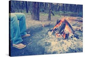 Warming Feet by Campfire Instagram Style-THPStock-Stretched Canvas