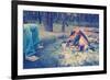 Warming Feet by Campfire Instagram Style-THPStock-Framed Photographic Print