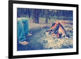 Warming Feet by Campfire Instagram Style-THPStock-Framed Photographic Print