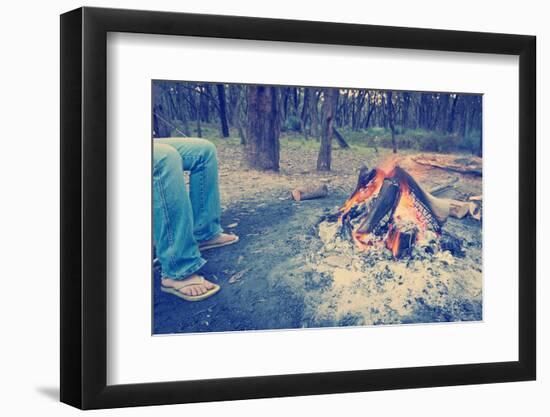 Warming Feet by Campfire Instagram Style-THPStock-Framed Photographic Print
