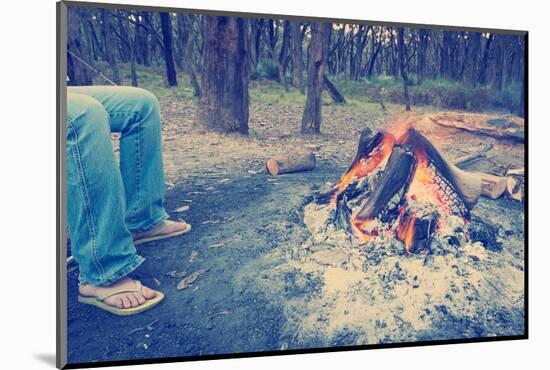 Warming Feet by Campfire Instagram Style-THPStock-Mounted Photographic Print