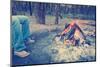 Warming Feet by Campfire Instagram Style-THPStock-Mounted Photographic Print