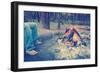 Warming Feet by Campfire Instagram Style-THPStock-Framed Photographic Print