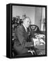 Warner Bros. Studio Chief Jack Warner Sitting at His Desk-Alfred Eisenstaedt-Framed Stretched Canvas