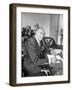 Warner Bros. Studio Chief Jack Warner Sitting at His Desk-Alfred Eisenstaedt-Framed Photographic Print