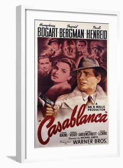 Warner Brothers Poster for the Film 'Casablanca', 1942-null-Framed Giclee Print