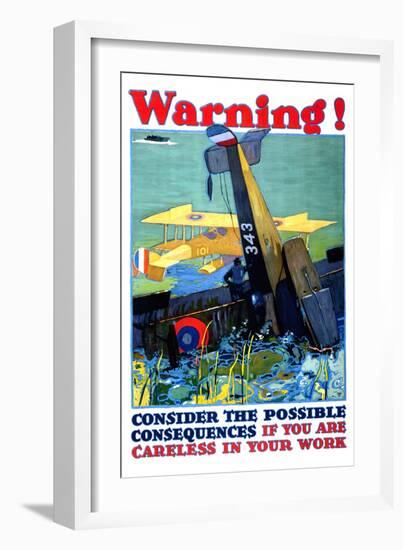 Warning; Don't Be Careless-null-Framed Art Print