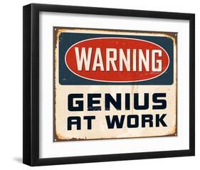 Warning Genius At Work 2-null-Framed Art Print