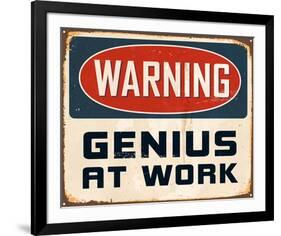 Warning Genius At Work 2-null-Framed Art Print