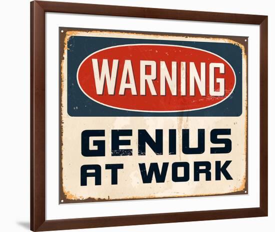 Warning Genius At Work 2-null-Framed Art Print