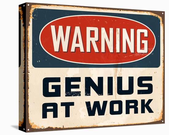 Warning Genius At Work 2-null-Stretched Canvas