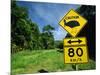 Warning Road Sign for Cassowaries Near Mission Beach, Northeast Coast of Queensland, Australia-Robert Francis-Mounted Photographic Print