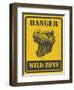 Warning Sign. Danger Signal with Dinosaur. Vector Eps 8-diddle-Framed Art Print