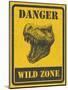 Warning Sign. Danger Signal with Dinosaur. Vector Eps 8-diddle-Mounted Art Print