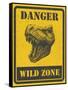 Warning Sign. Danger Signal with Dinosaur. Vector Eps 8-diddle-Framed Stretched Canvas