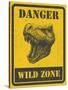 Warning Sign. Danger Signal with Dinosaur. Vector Eps 8-diddle-Stretched Canvas