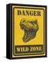 Warning Sign. Danger Signal with Dinosaur. Vector Eps 8-diddle-Framed Stretched Canvas