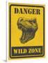 Warning Sign. Danger Signal with Dinosaur. Vector Eps 8-diddle-Framed Art Print