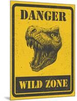 Warning Sign. Danger Signal with Dinosaur. Vector Eps 8-diddle-Mounted Art Print