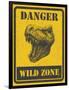 Warning Sign. Danger Signal with Dinosaur. Vector Eps 8-diddle-Framed Art Print