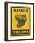 Warning Sign. Danger Signal with Dinosaur. Vector Eps 8-diddle-Framed Art Print