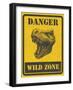Warning Sign. Danger Signal with Dinosaur. Vector Eps 8-diddle-Framed Art Print