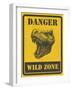 Warning Sign. Danger Signal with Dinosaur. Vector Eps 8-diddle-Framed Art Print