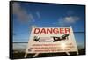 Warning Sign Near St. Maarten Airport, Netherlands Antilles-Paul Souders-Framed Stretched Canvas