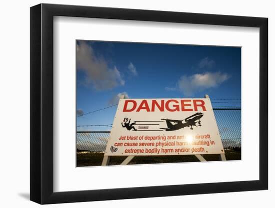 Warning Sign Near St. Maarten Airport, Netherlands Antilles-Paul Souders-Framed Photographic Print