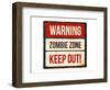 Warning - Zombie Zone-Keep Out-null-Framed Art Print